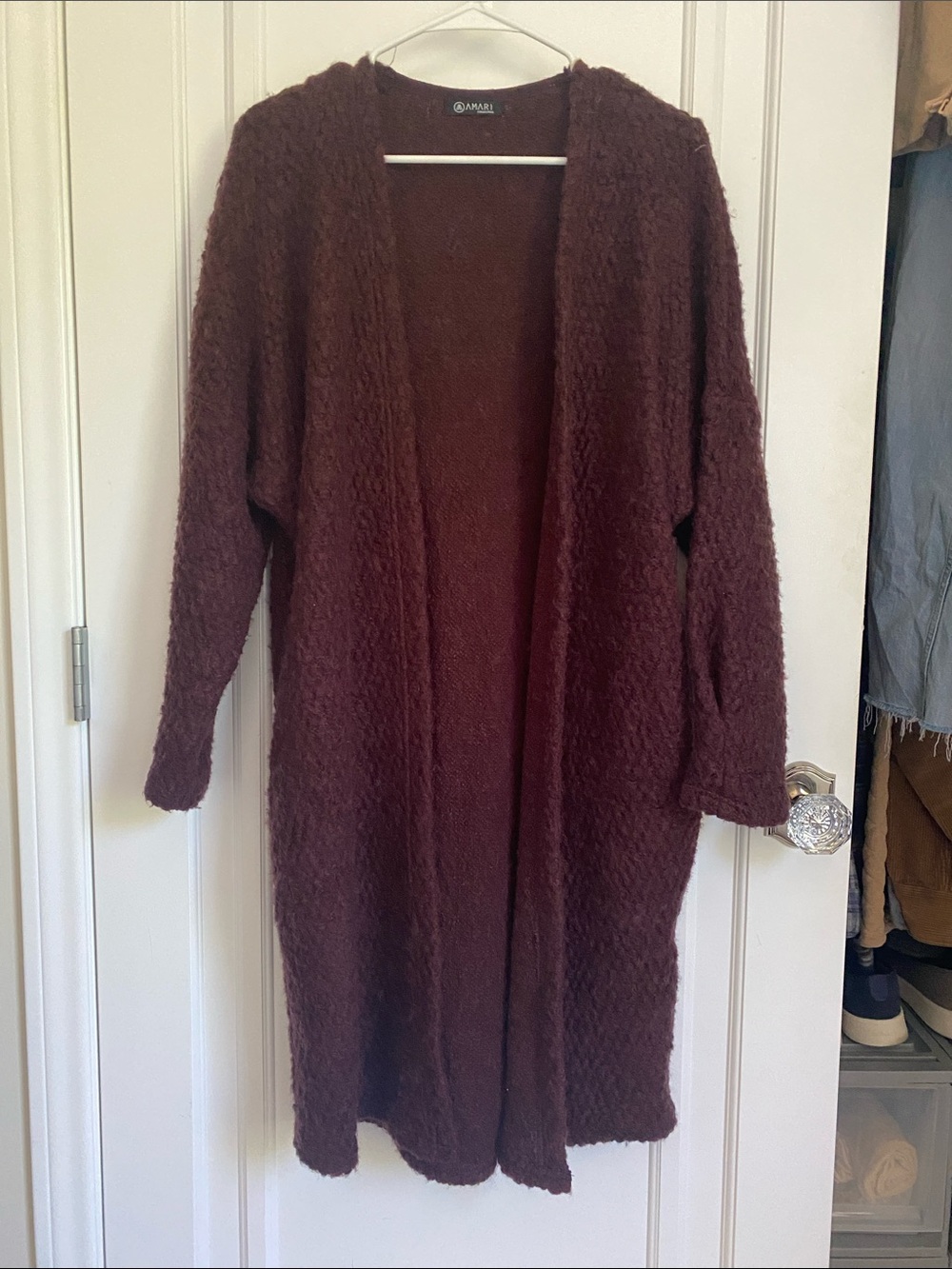 Amari Collective: Maroon Long-line Open Cardigan
